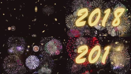 2018年新年在烟花的背景下。高清在线视频素材下载