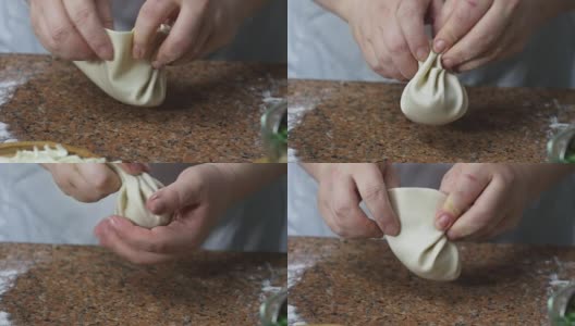 烹饪制作Khinkali饺子高清在线视频素材下载