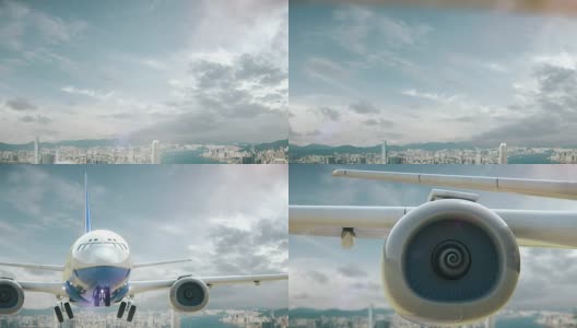 飞机起飞中国香港高清在线视频素材下载