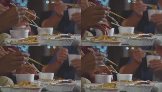 成年朋友分享一份中国外卖，中间部分的特写，用R3D拍摄高清在线视频素材下载