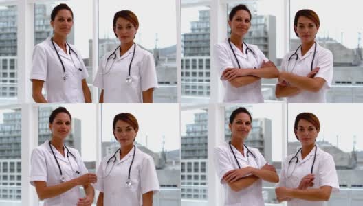 一组护士对着镜头微笑高清在线视频素材下载