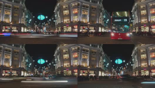 牛津街圣诞彩灯展示，时光流逝高清在线视频素材下载