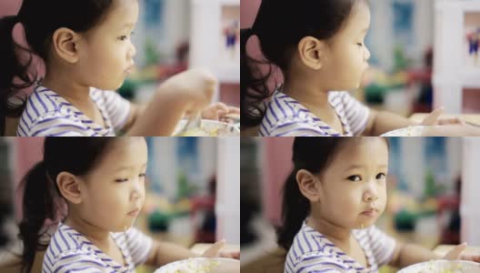 亚洲女孩吃面条高清在线视频素材下载