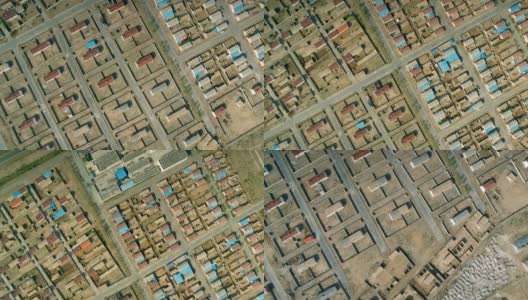 鸟瞰图一个村庄，新疆，中国。高清在线视频素材下载