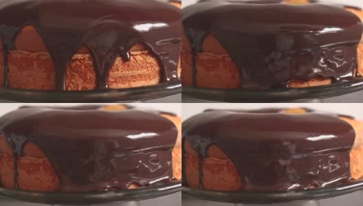 巧克力糖霜胡萝卜蛋糕。高清在线视频素材下载