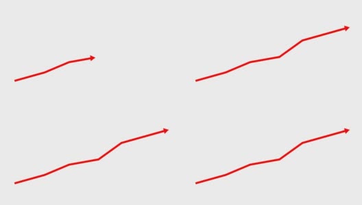 动画金融红色增长图表与趋势线图。经济增长条形图。矢量插图孤立的白色背景。高清在线视频素材下载
