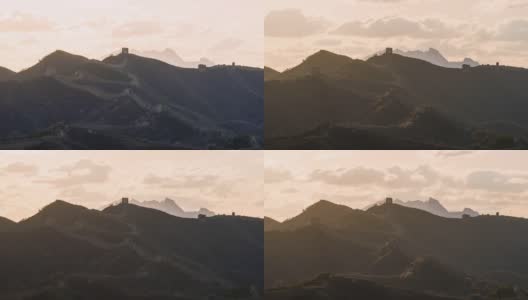 中国长城在晨光中，云雾场景(延时)高清在线视频素材下载