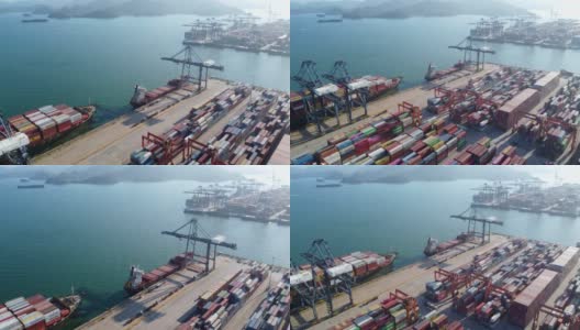 中国深圳盐田港集装箱码头航拍照片高清在线视频素材下载
