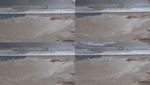 雨后道路被洪水淹没高清在线视频素材下载