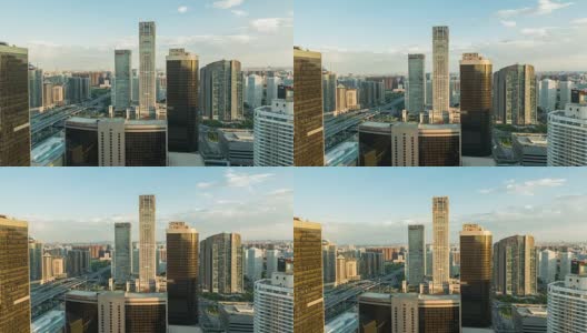 时光流逝——北京现代摩天大楼(WS HA Panning)高清在线视频素材下载