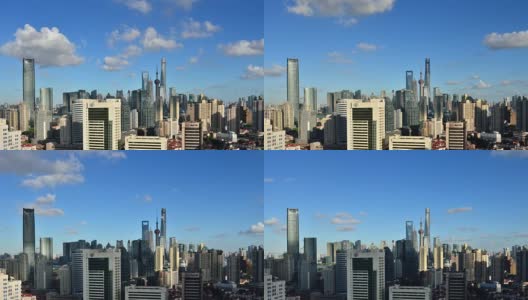 时光流逝:阳光明媚的上海天际线高清在线视频素材下载