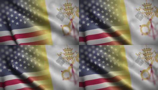 美国梵蒂冈旗帜混合纹理波浪近距离背景高清高清在线视频素材下载