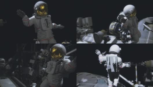 在国际空间站工作的宇航员。现实的4 k的动画。高清在线视频素材下载