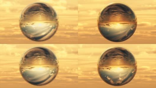 玻璃水晶球未来地球海洋日落云地球环境高清在线视频素材下载