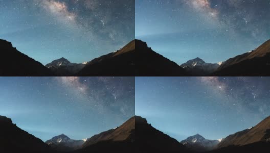 珠穆朗玛峰和银河，喜马拉雅山高清在线视频素材下载