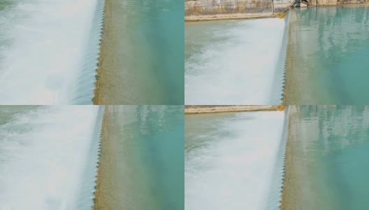 法国安纳西运河中央的一个小瀑布高清在线视频素材下载