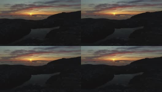 日落时分的伊卢利萨特湾与冰山在北冰洋在格陵兰岛高清在线视频素材下载