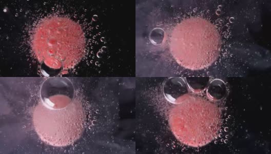 类似药片的圆形糖果，溶于水，释放气泡(特写)高清在线视频素材下载