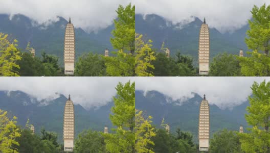 中国云南大理崇生寺三塔。高清在线视频素材下载