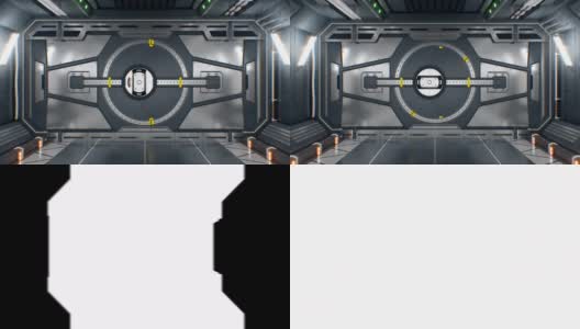 美丽的太空之门向白光敞开。未来3d动画与绿色屏幕。带Alpha掩码的飞船中的网关。未来技术的概念。高清在线视频素材下载