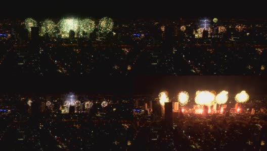 泰国曼谷，湄南河上燃放烟花庆祝新年。亚洲人,高清在线视频素材下载