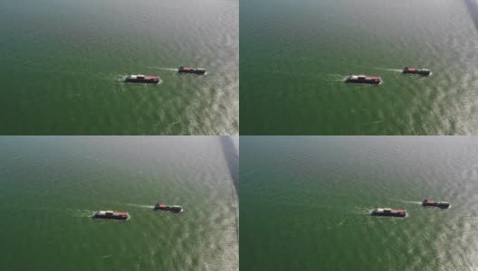无人机镜头集装箱船和化工油轮炼油工业货物高清在线视频素材下载