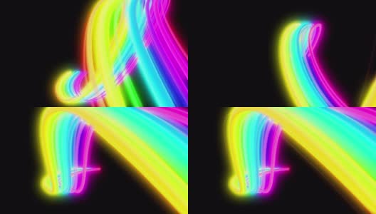美丽的彩虹小径流动无缝。循环三维动画彩虹彩色抽象流飞行。中风的光。数字和技术概念。高清在线视频素材下载