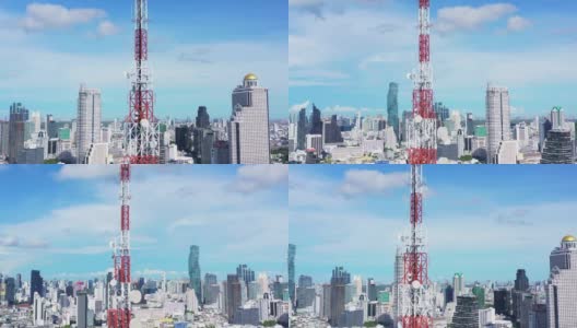 5G电信塔在城市上空高清在线视频素材下载
