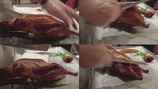 中国菜:北京烤鸭片高清在线视频素材下载