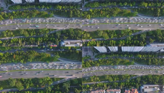 无人机鸟瞰深圳繁忙的道路高清在线视频素材下载