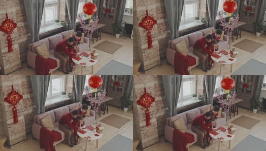家庭装饰庆祝中国新年高清在线视频素材下载