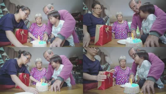 亚洲家庭在家里庆祝生日高清在线视频素材下载