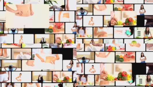 女性节食的蒙太奇高清在线视频素材下载