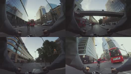 POV自行车骑行:在伦敦用公路赛车通勤高清在线视频素材下载
