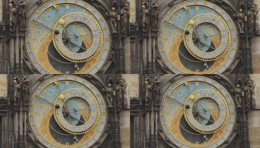 布拉格天文钟，又称布拉格Orloj，是一座中世纪的钟，位于捷克共和国首都布拉格高清在线视频素材下载