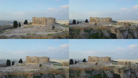 雅典卫城的古希腊遗址鸟瞰图高清在线视频素材下载