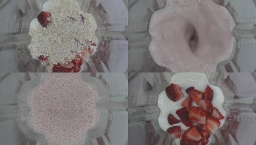 草莓和酸奶俯视图高清在线视频素材下载