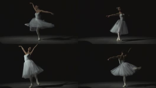 芭蕾舞者用芭蕾舞裙跳舞高清在线视频素材下载