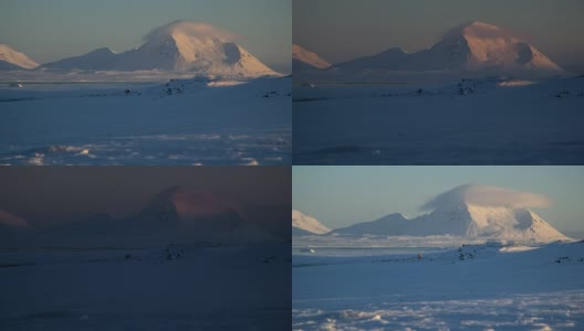 北极日落时的云帽。在霍恩松德峡湾附近。高清在线视频素材下载