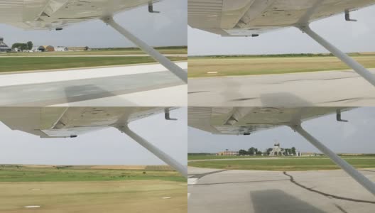 一架机翼从驾驶舱起飞的小飞机高清在线视频素材下载