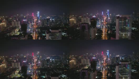 夜光深圳市区交通街道航拍全景4k中国高清在线视频素材下载