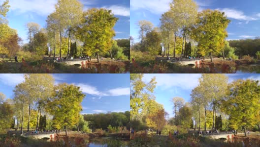 秋天公园的桥高清在线视频素材下载
