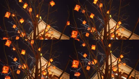 中国陕西西安，庆祝中国春节的灯饰表演高清在线视频素材下载