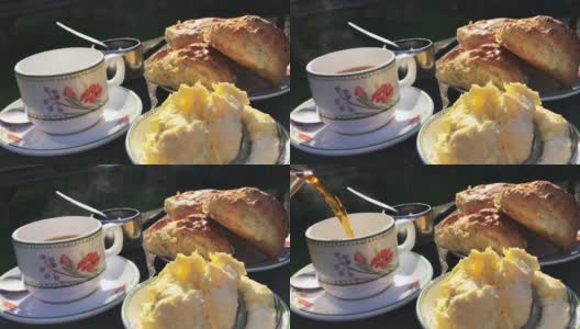 英国奶油茶阳光下午桌高清在线视频素材下载