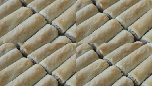 传统的派，baklawa核桃慢锅4K高清在线视频素材下载