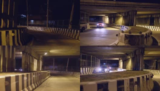晚上在泰国桥下掉头高清在线视频素材下载