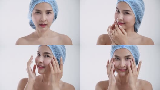 微笑的东亚民族女性皮肤护理高清在线视频素材下载