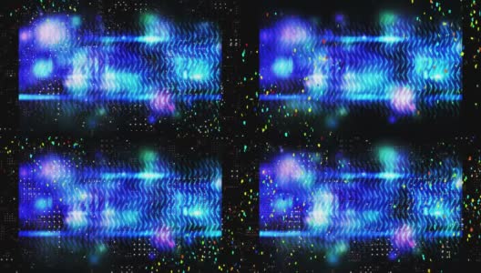 五彩纸屑落在蓝色的光点和点设计图案对黑色的背景高清在线视频素材下载
