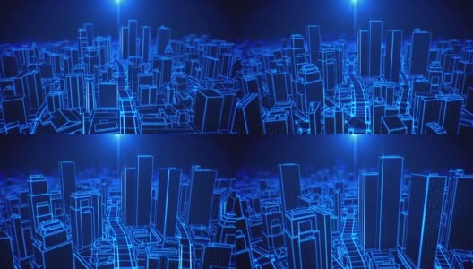 城市蓝色灯光背景高清在线视频素材下载