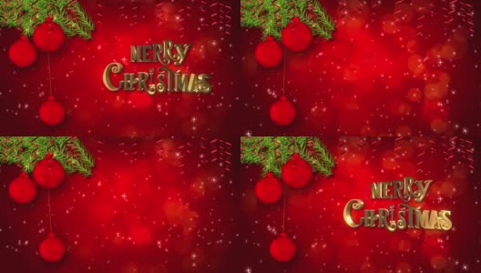 循环的背景魔术灯装饰圣诞树与礼品盒和灯的红色动画。高清在线视频素材下载